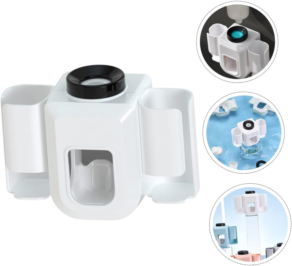 SOLUSTRE Wall Mount Toothpaste Dispenser with Toothbrush Holder