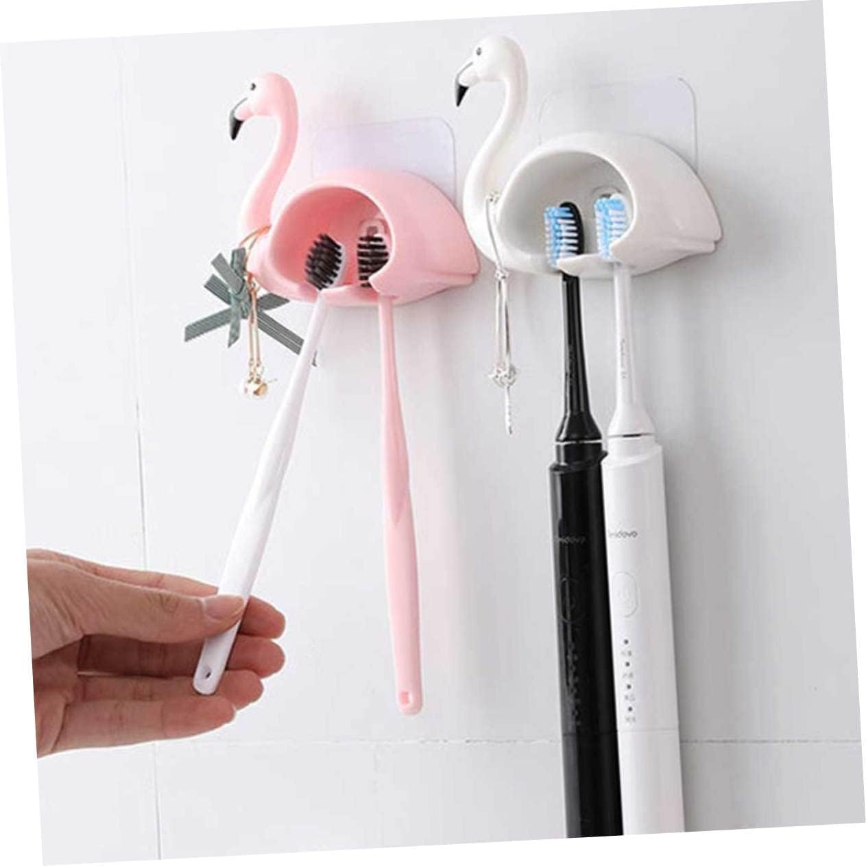 LIFKOME 2pcs Flamingo Suction Cup Toothbrush Holder