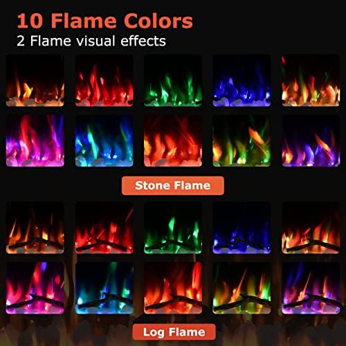 FODINGHILL 60 Electric Fireplace with Touch Screen and Adjustable Flame