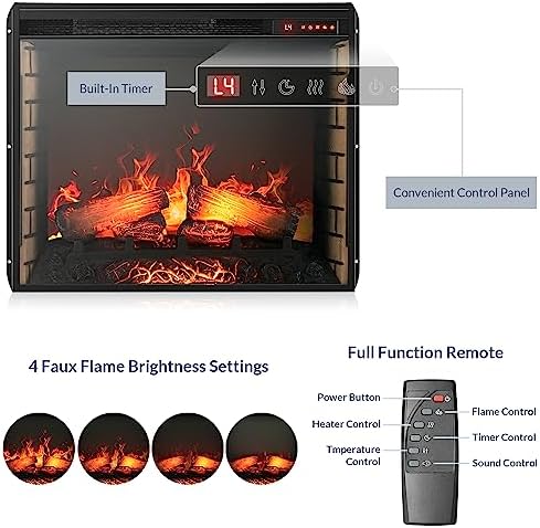BELLEZE Modern 70 Electric Fireplace with Shelves and Sound