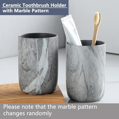 Marble Grey Ceramic Toothbrush Holder Set 1