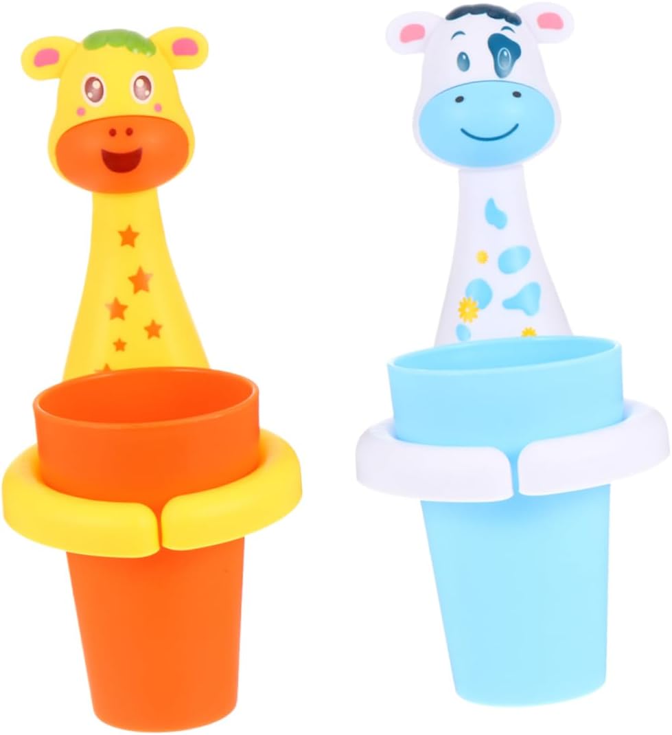 2Sets Cartoon Animal Toothbrush Cup Holder Storage for Bathroom
