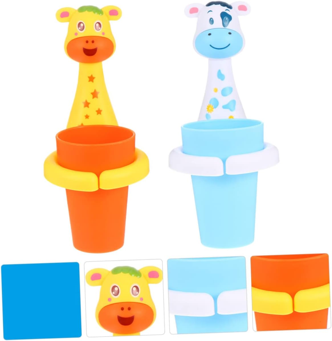 2Sets Cartoon Animal Toothbrush Cup Holder Storage for Bathroom