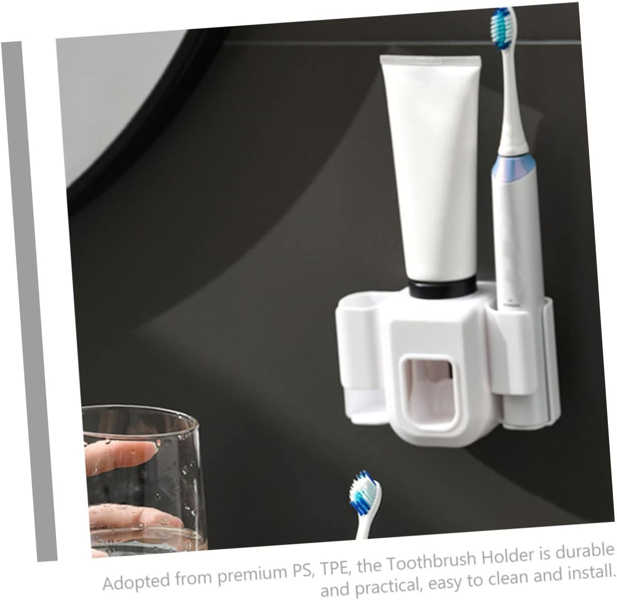 Unomor Wall Mount Toothbrush Holder with Toothpaste Dispenser
