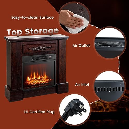 ORALNER 32 Electric Fireplace with Mantel and Heat