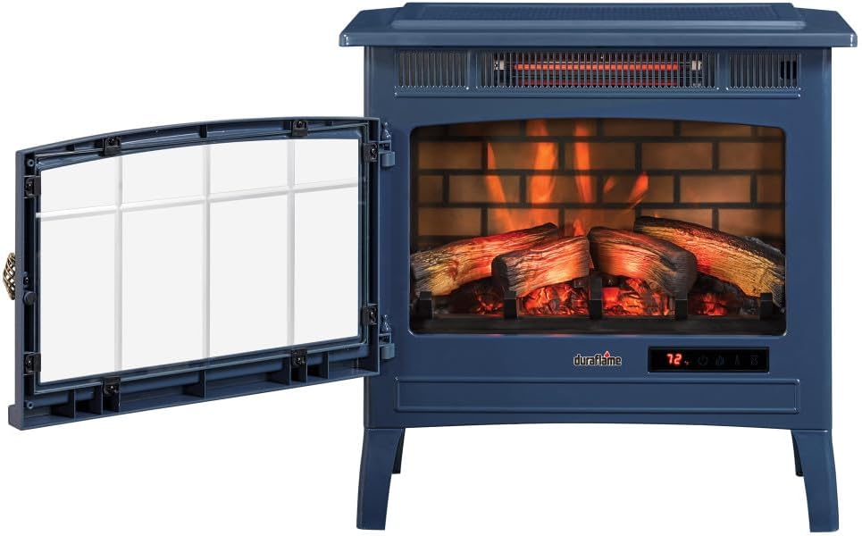 Duraflame Electric Fireplace Stove Heater with 3D Flame Effect Navy