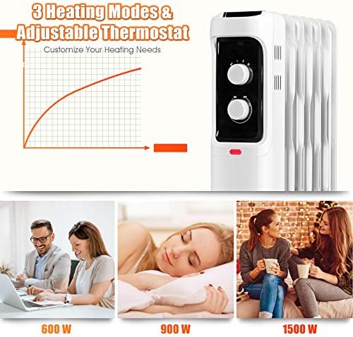Tangkula 1500W Oil Filled Radiator Heater with 3 Heat Settings