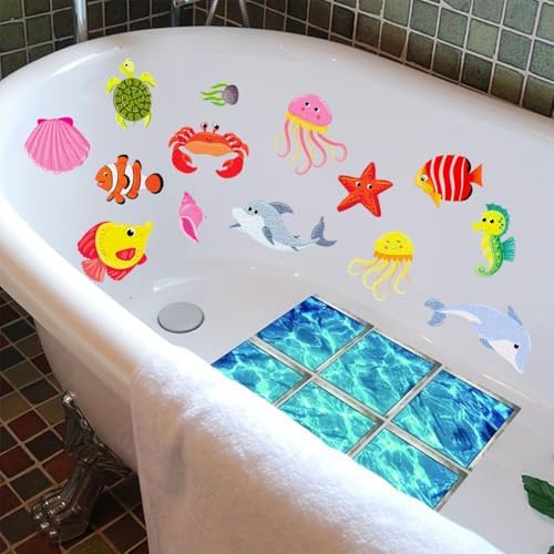 Non-Slip Bathtub Stickers with Ocean Themes