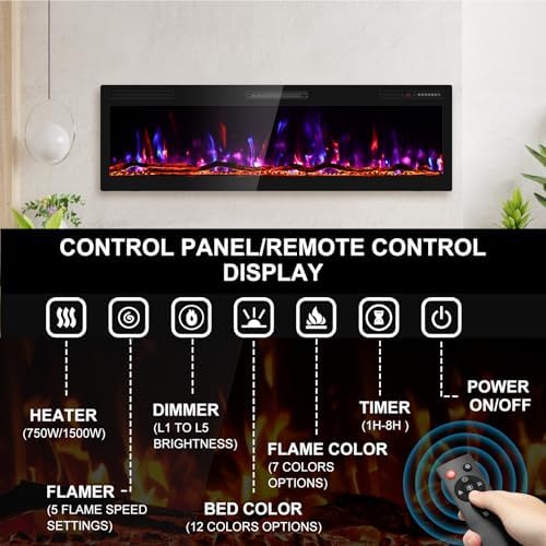 BREEZEHEAT 60 Inch Electric Fireplace with Log