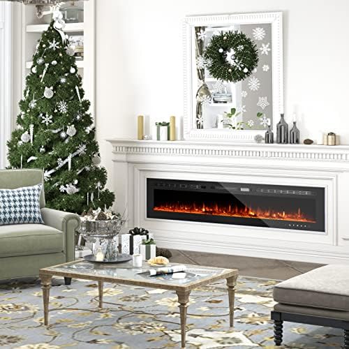 CharaVector 60 Inch Electric Fireplace with Remote Control and Touch Screen Black