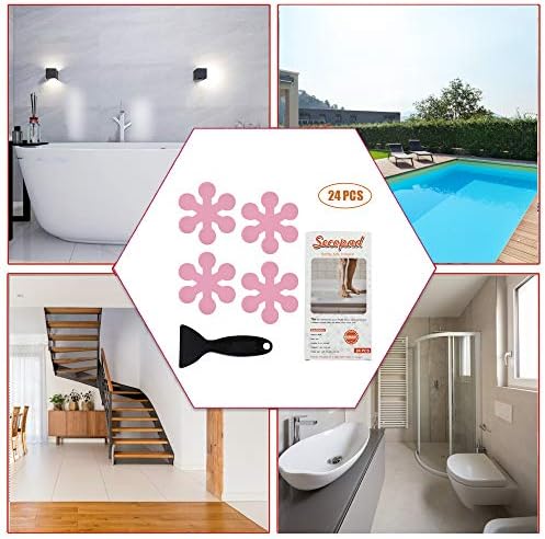 Secopad Non-Slip Bathtub Stickers with Scraper Pink 1
