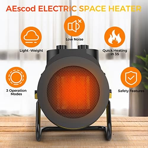 1500W Electric Space Heater with 90 Degree Adjustable Angle