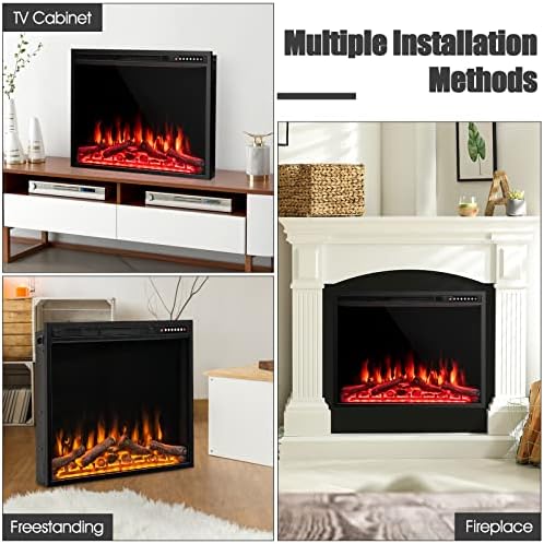 COSTWAY 34-Inch Electric Fireplace with Remote Control