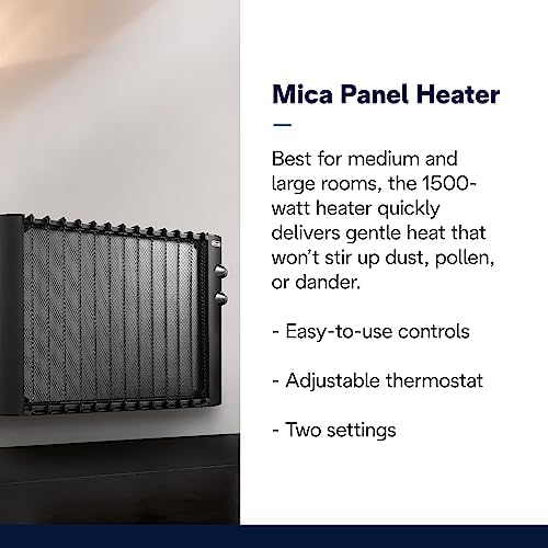 DeLonghi 1500W Mica Panel Space Heater with Thermostat Quiet Adjustable