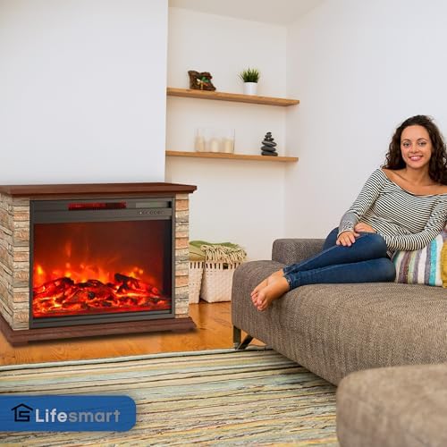 LifeSmart Global Electric Fireplace with 3 Heat Elements