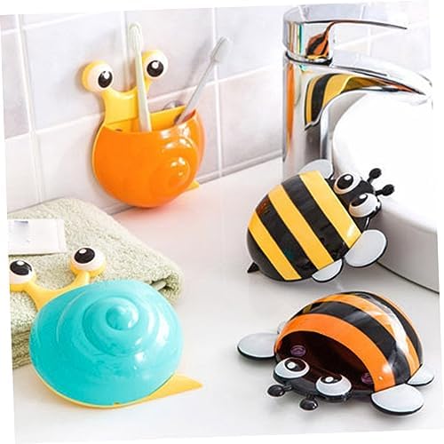4pcs Suction Cup Honeybee Toothbrush Holder for Bathroom Wall Mount Storage