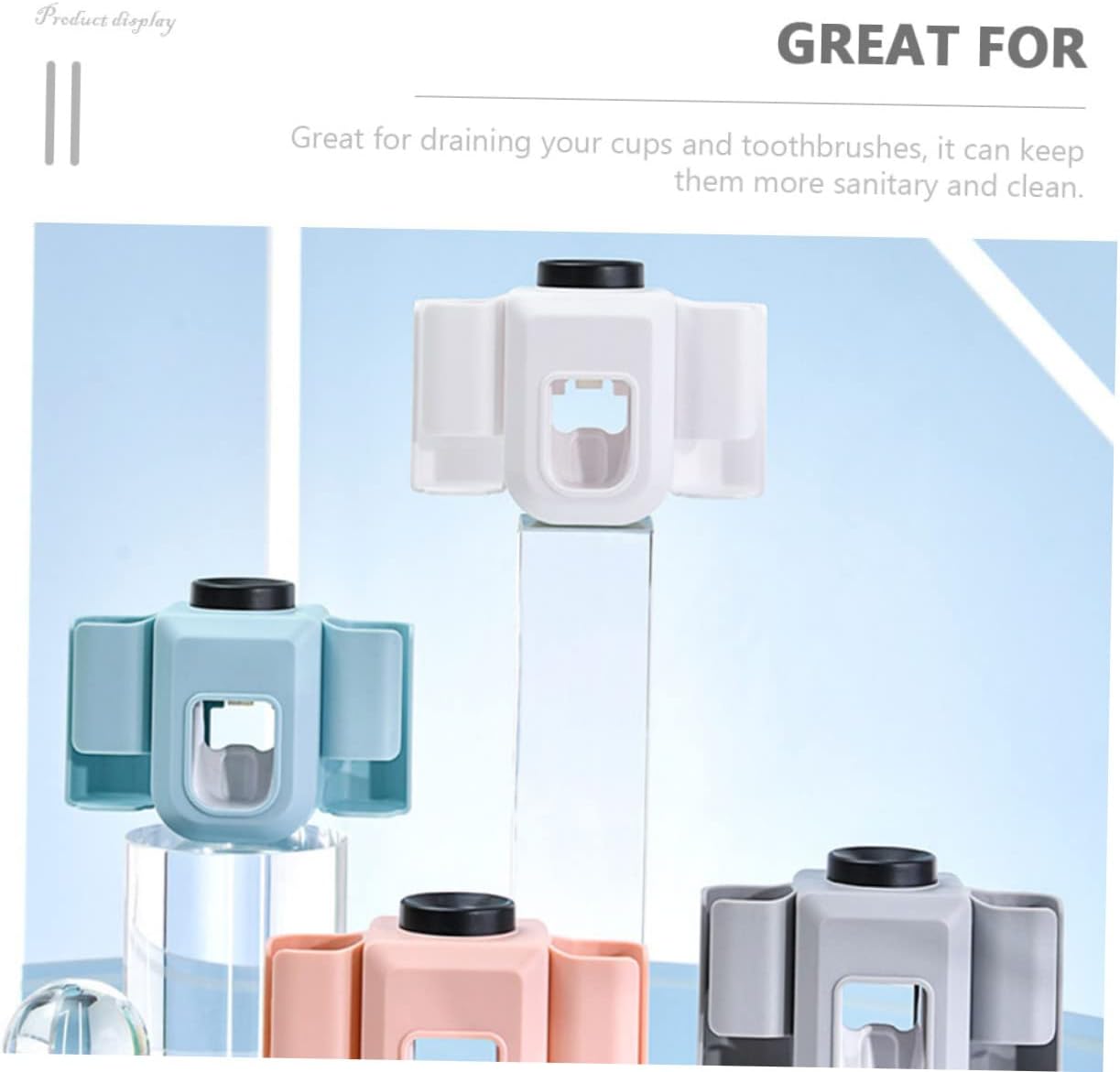 Unomor Wall Mount Toothbrush Holder with Toothpaste Dispenser