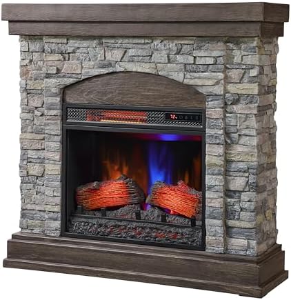 Duraflame Wall Mantel Electric Fireplace Smoky Gray Stone