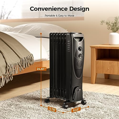 Kismile Portable Electric Radiator with 3 Heat Settings and Smart Thermostat