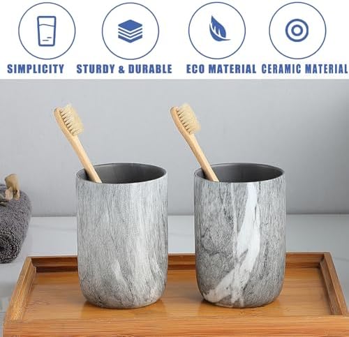 Marble Grey Ceramic Toothbrush Holder Set 1