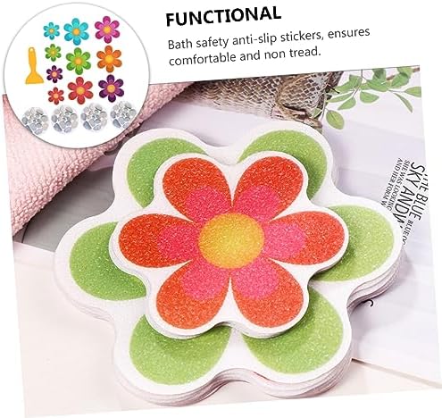Healifty 14Pcs Anti-Slip Bathroom Stickers with Flower Design