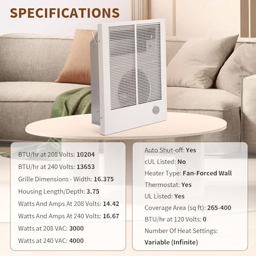 HAI FEIPN 198 Wall Heater 4000W 240VAC Energy-Saving Electric Heater