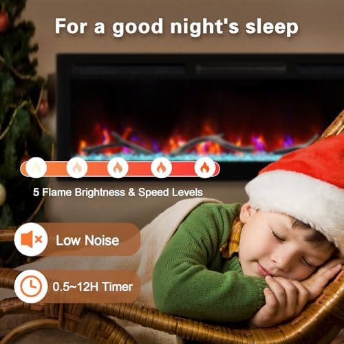 Cheerway 42 Smart WiFi Electric Fireplace with Timer and App Control