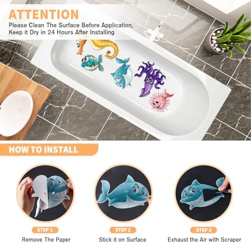 Nodirz Non-Slip Bathtub Stickers with Scraper