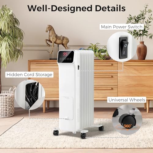Tangkula 1500W Oil Filled Radiator Heater with Remote and 3 Modes