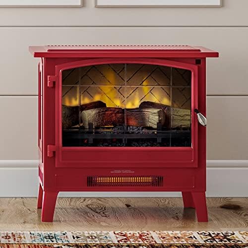 Country Living Infrared Electric Fireplace Stove in Deep Red