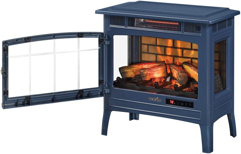 Duraflame Electric Fireplace Stove Heater with 3D Flame Effect Navy