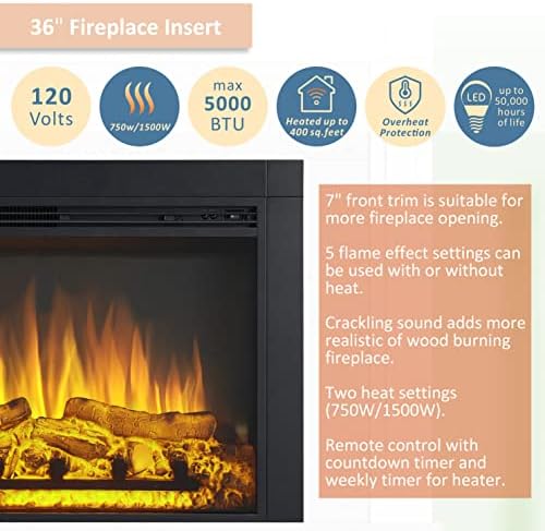 LegendFlame Jaden 36 W x 26 H Electric Fireplace Insert 1