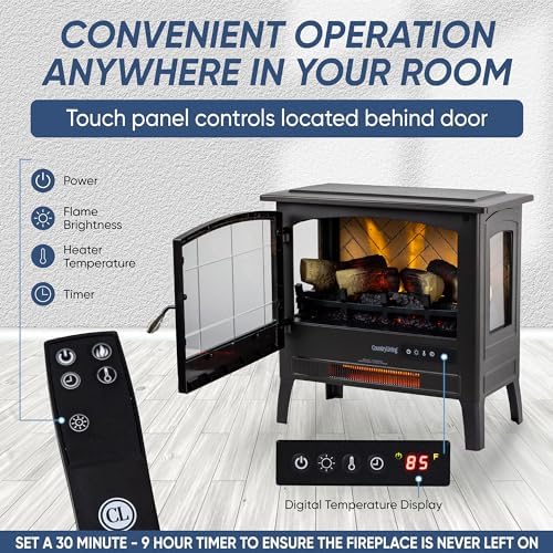 Country Living Infrared Electric Fireplace Stove in Deep Red