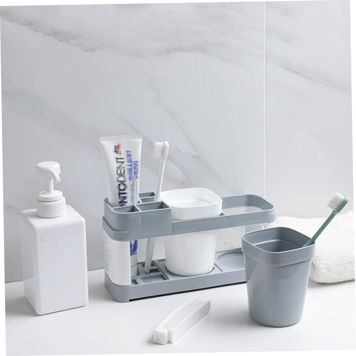 STOBAZA 2 Cup Toothbrush and Toothpaste Holder