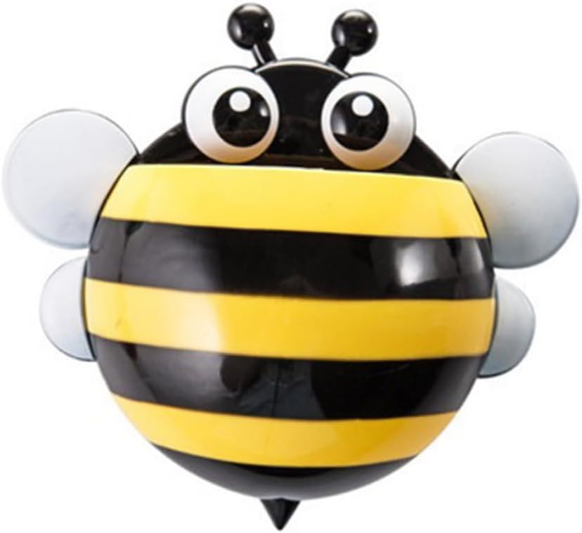 Wakauto 4pcs Cartoon Honeybee Toothbrush Holder Bathroom Organizer with Suction Cup