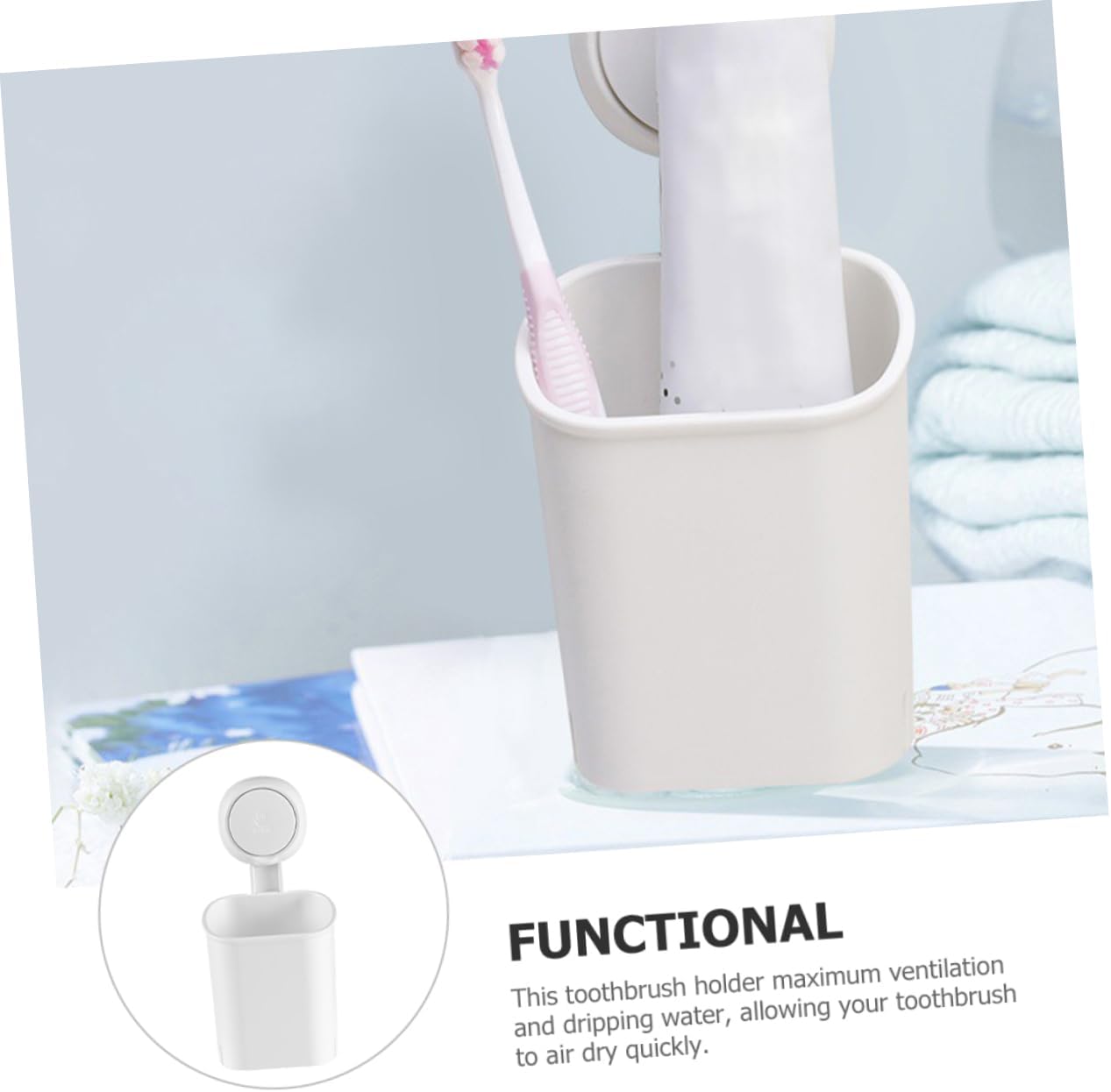 DECHOUS Wall Mounted Suction Cup Toothbrush Holder for Bathroom Organization