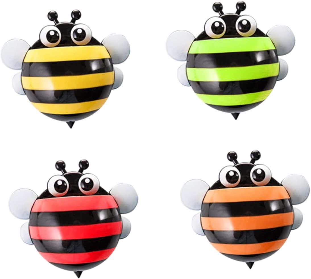 4pcs Cartoon Bee Toothbrush Holder for Bathroom and Travel Use
