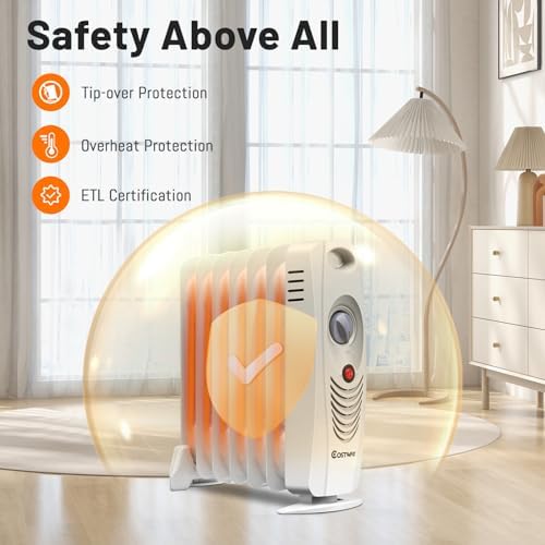 COSTWAY 700W Oil Filled Radiator Heater with Adjustable Thermostat