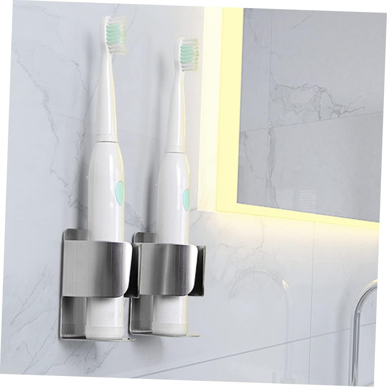 Garneck 6pcs Wall-Mounted Toothbrush Holder with Nail Storage