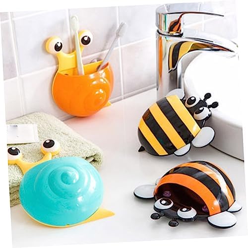 Hemobllo 4pcs Cartoon Honeybee Toothbrush Holder with Suction Cup 1