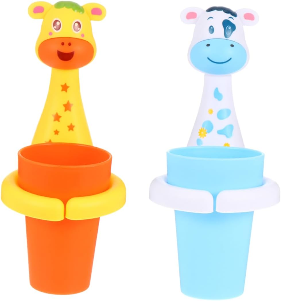 LIFKOME 2 Sets Cartoon Animal Wall Mounted Toothbrush Holder