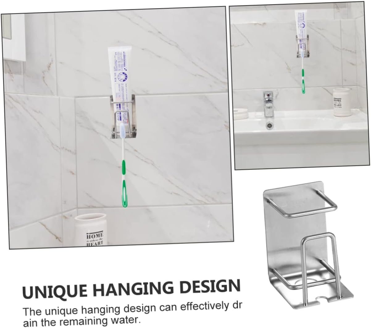 Stainless Steel Wall Toothbrush Holder with Adhesive