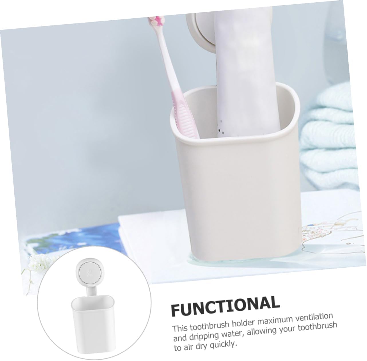 Space-Saver Wall Toothbrush Holder Suction Cup No Drill 1