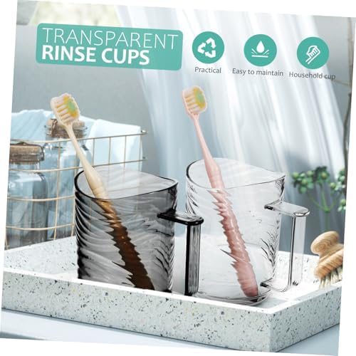 2pcs Toothbrush Holder Cup with Handle Reusable Plastic Rinse Tumbler for Bathroom