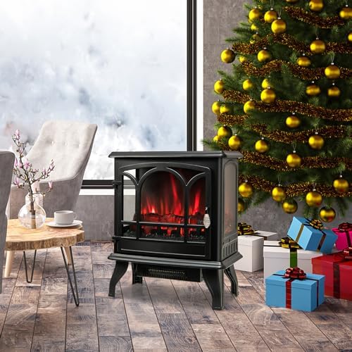 GOFLAME 23 Electric Fireplace Stove with 3-Level Flame and 6H Timer