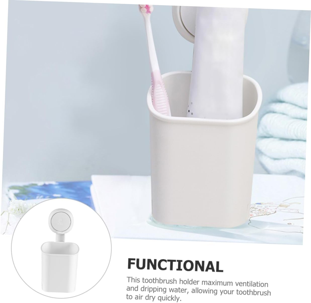 Garneck Wall Mounted Toothbrush Holder No Trace Quick Dry