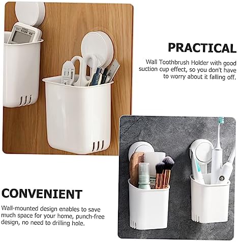 DECHOUS Wall Mounted Suction Cup Toothbrush Holder for Bathroom Organization