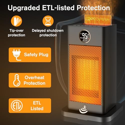 okoium 1500W PTC Ceramic Space Heater with Humidifier and 3D Flame Effect 1