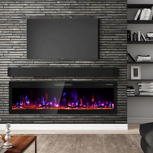 BREEZEHEAT 60 Inch Electric Fireplace with Log