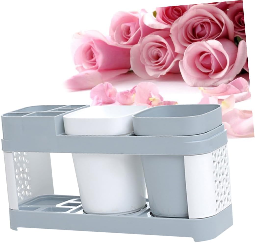 FELTECHELECTR Travel Toothbrush Holder with 2 Cups and 5 Slots